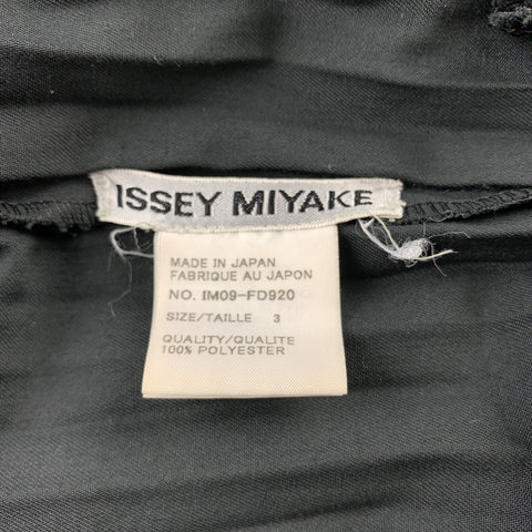 ISSEY MIYAKE Size L Black Pleated Polyester Buttoned Jacket