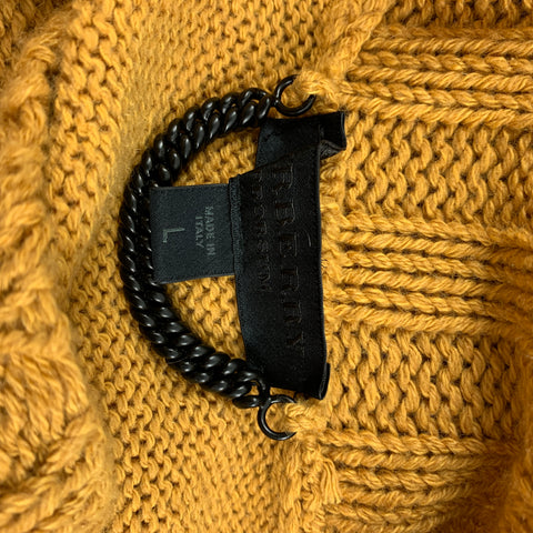 BURBERRY PRORSUM by Christopher Bailey Spring 2012 Size L Yellow Merino Wool / Cotton Turtleneck Sweater