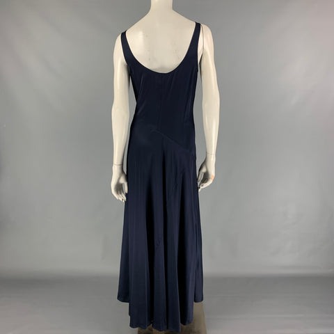 POLO by RALPH LAUREN Size 6 Navy Viscose Sleeveless Long V-Neck Dress