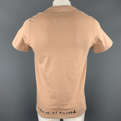 MARTIN MARGIELA Size L Tan Aids Fight Graphic Cotton V-Neck T-shirt