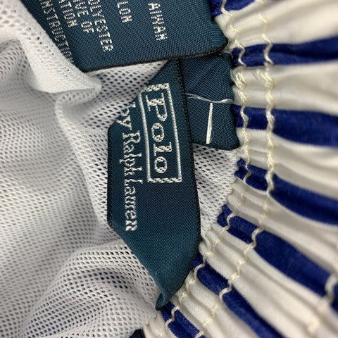 POLO by RALPH LAUREN Size S Blue Contrast Stitch Nylon Elastic Waistband Swim Trunks