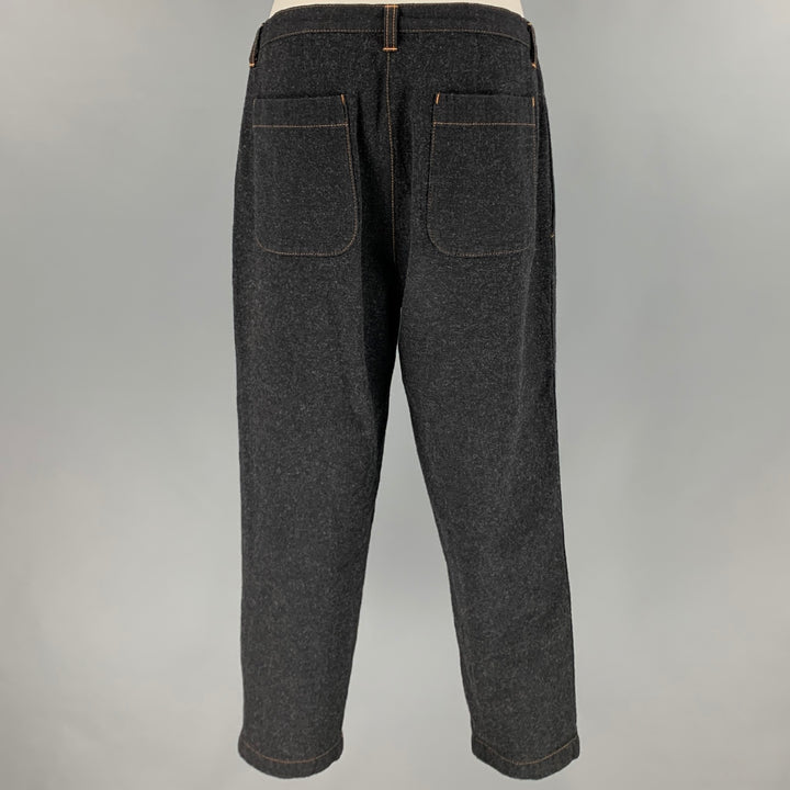 COMME des GARCONS Size M Grey Charcoal Cotton Wool Contrast Stitch Casual Pants