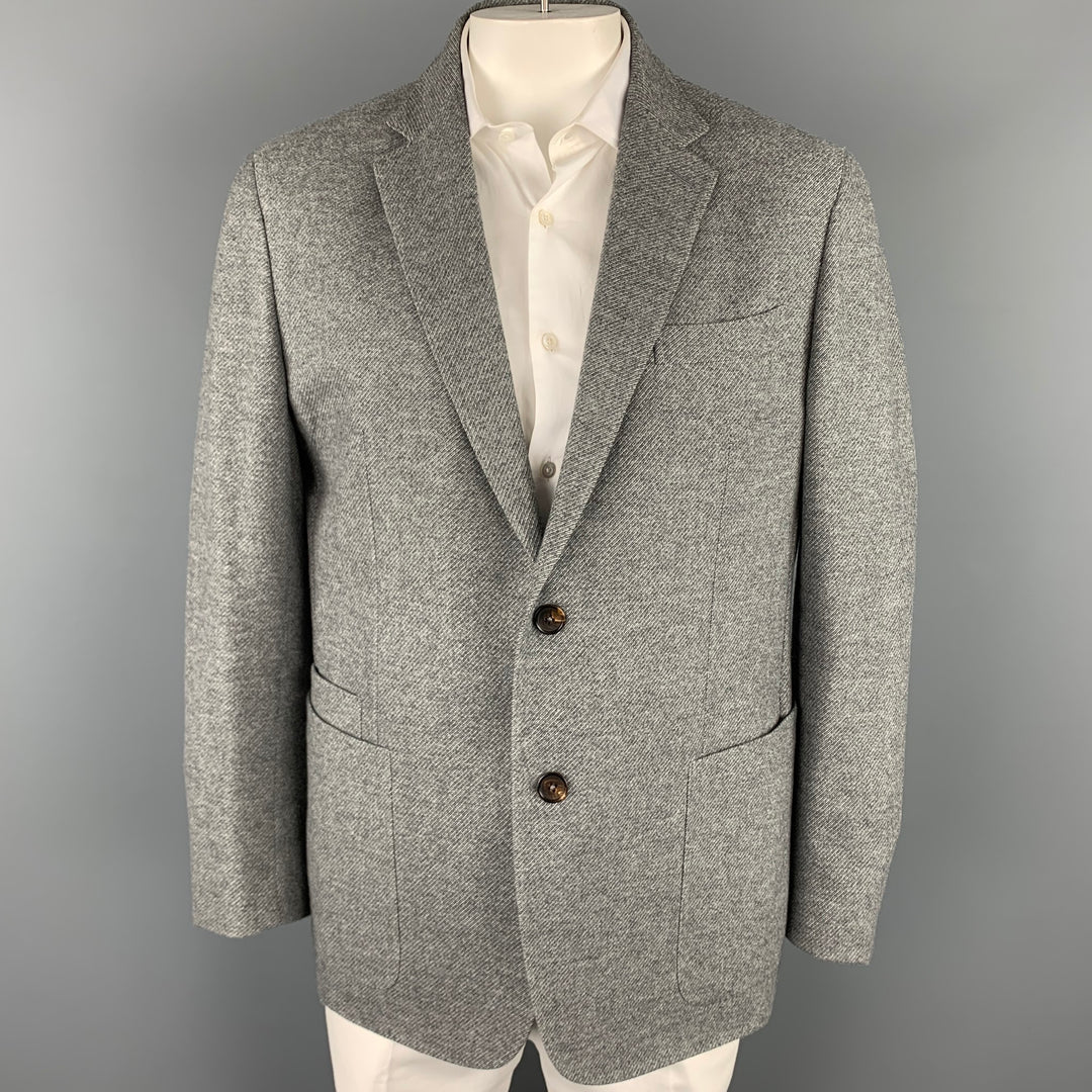 ERMENEGILDO ZEGNA Size 48 Regular Grey Heather Wool / Cashmere Notch Lapel Sport Coat