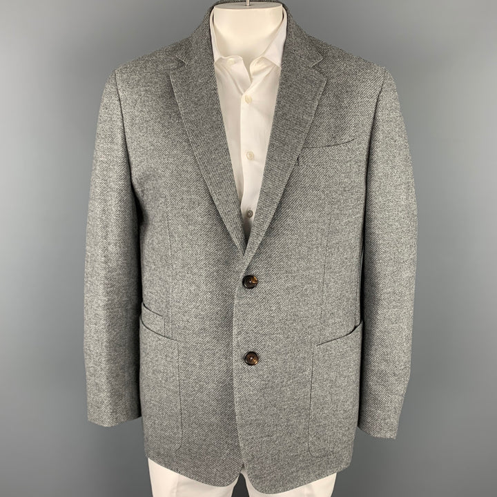 ERMENEGILDO ZEGNA Size 48 Regular Grey Heather Wool / Cashmere Notch Lapel Sport Coat