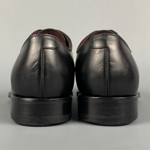 CANALI Size 8 Black Leather Lace Up Shoes