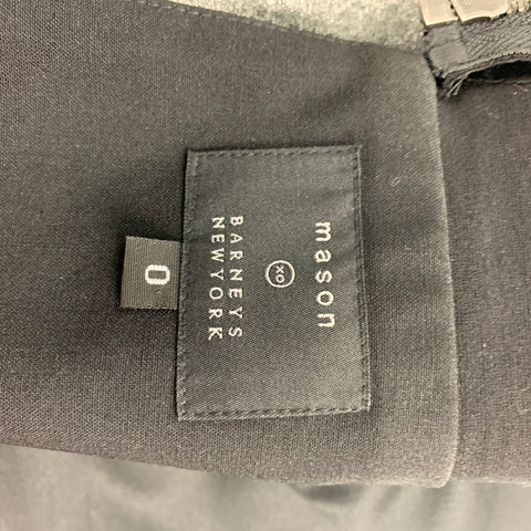 MASON x BARNEY'S NEW YORK Size 0 Silver & Black Rayon Blend Two Tone Lambskin Casual Top