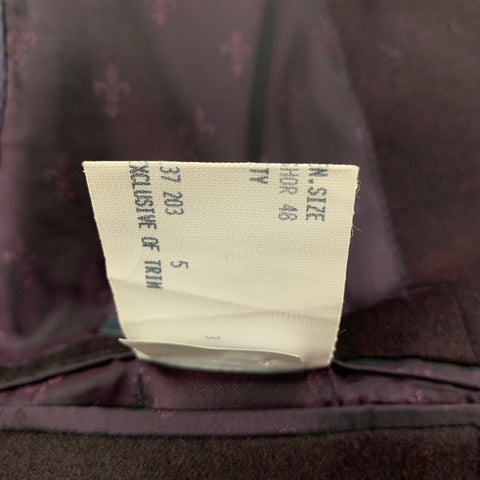 JOHN VARVATOS Size 38 Burgundy Black Dyed Wool Notch Lapel Sport Coat