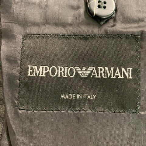 EMPORIO ARMANI Talla 38 Abrigo deportivo con solapa de muesca en mezcla de lana gris carbón