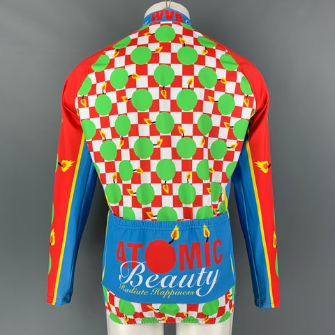 WALTER VAN BEIRENDONCK SS20 Size XL Green Red Graphic Nylon Jersey Bike Top