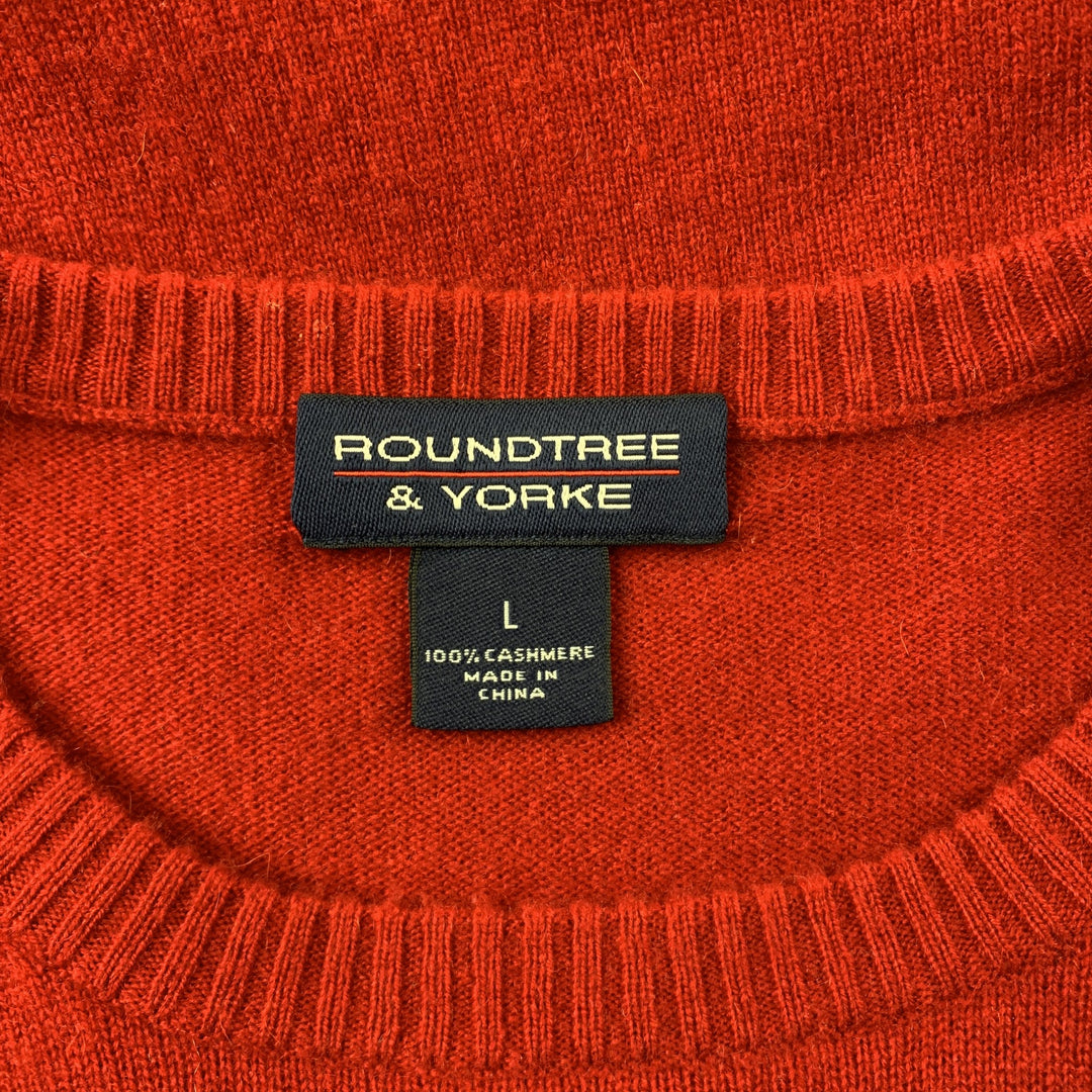 ROUNDTREE & YORKE Size L Red Cashmere Crew-Neck Pullover