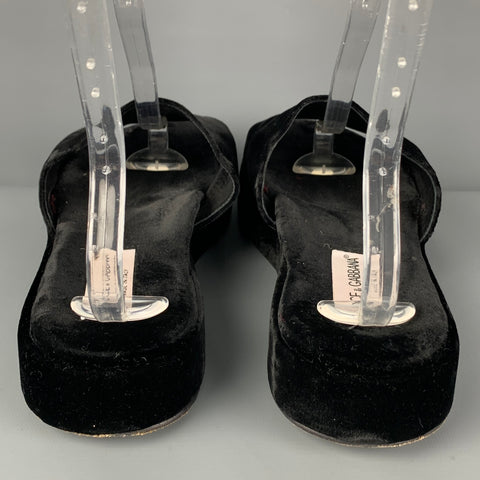 DOLCE & GABBANA Size 11 Black Velvet Platform Sandals