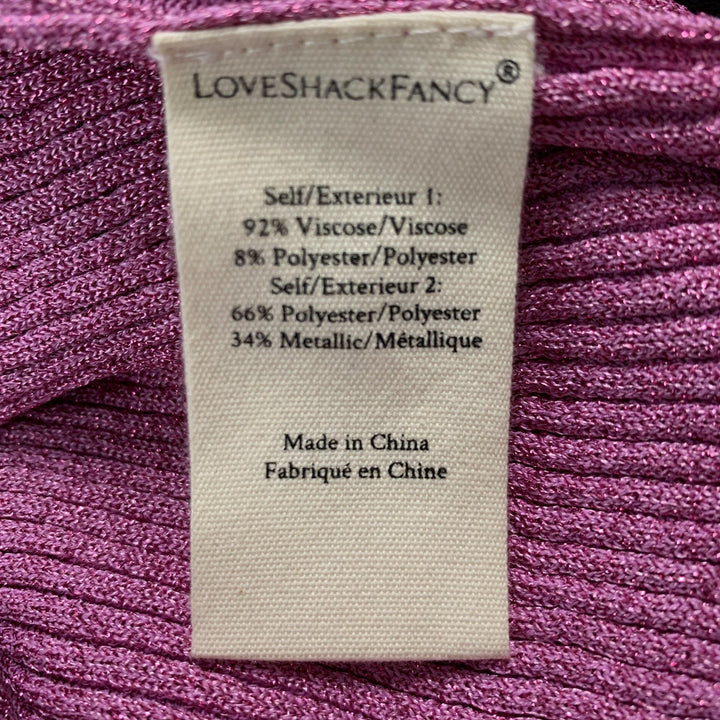 LOVE SHACK FANCY Size M Pink Viscose Blend Shiny Cardigan