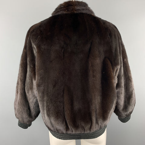 NEIMAN MARCUS Size M Brown Fur & Black  Leather Reversible Jacket