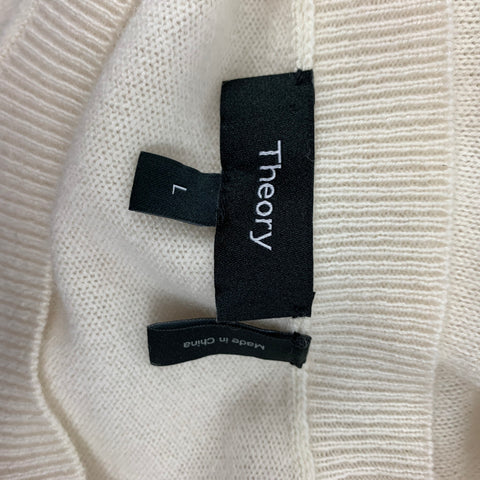 THEORY Size L Cream Cashmere Sweater