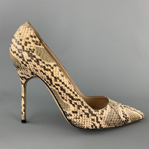 MANOLO BLAHNIK Zapatos de salón de piel de pitón natural talla 8