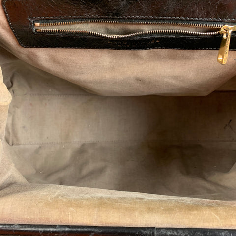 MARC JACOBS Black Quilted Leather Satchel Stam Handbag