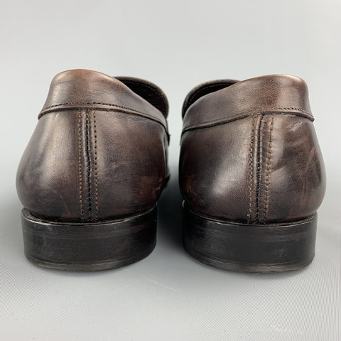 TO BOOT NY Size 10.5 Brown Antique Leather Slip On Loafers