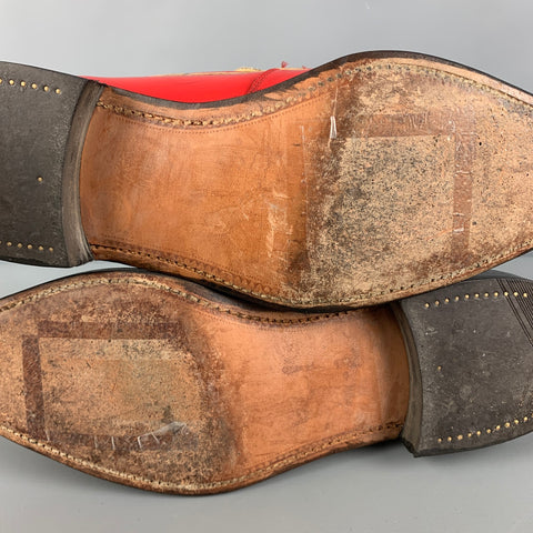 JOHN FLUEVOG Size 10 Red Leather Horsebit Loafers