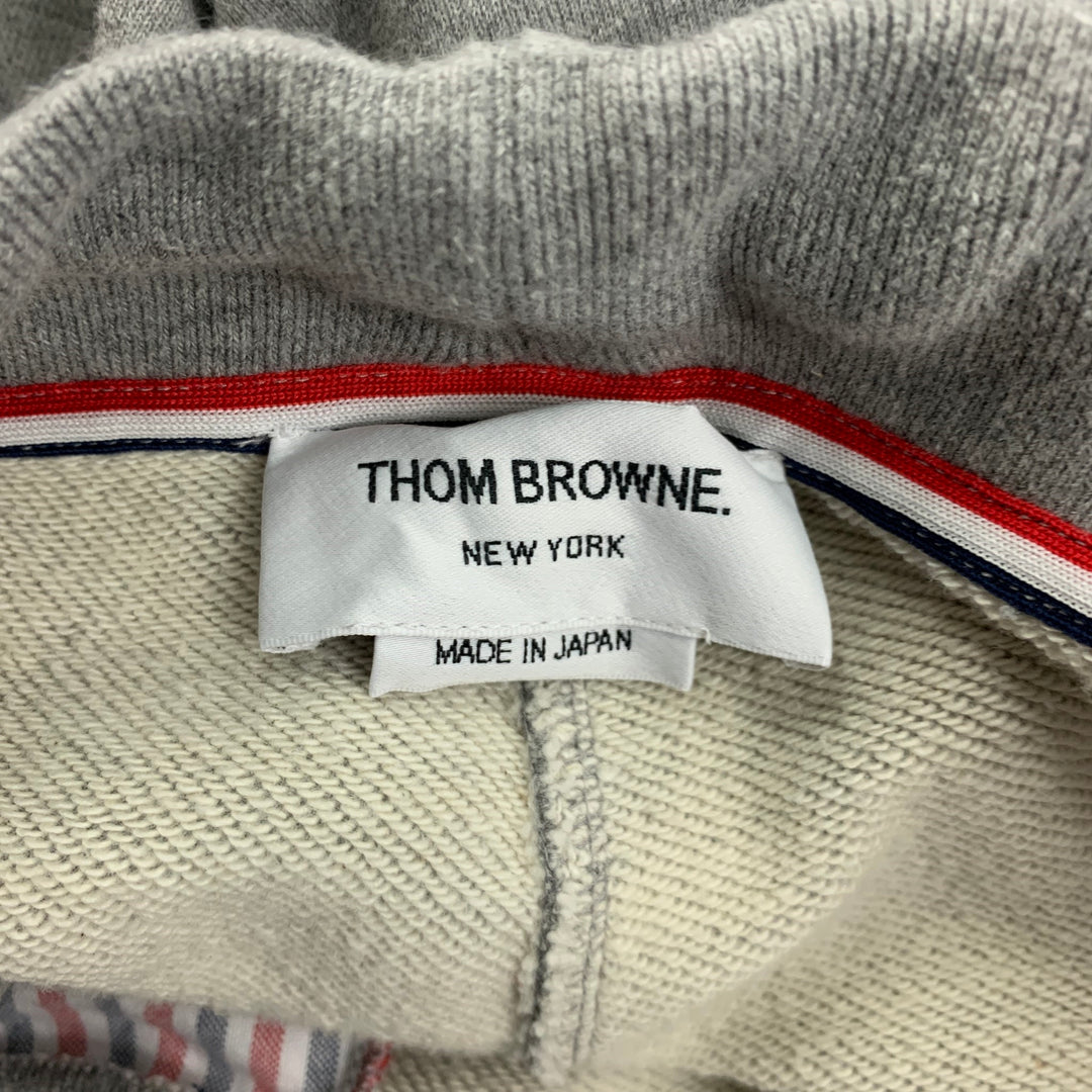 THOM BROWNE Size L Grey White Stripe Cotton Sweatpants Casual Pants