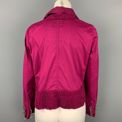 ZUCCA Taille M Blouse à crochets et boucles en coton à volants fuchsia