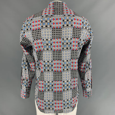 ROBERT GRAHAM Size XL White Patchwork Cotton Button Up Long Sleeve Shirt