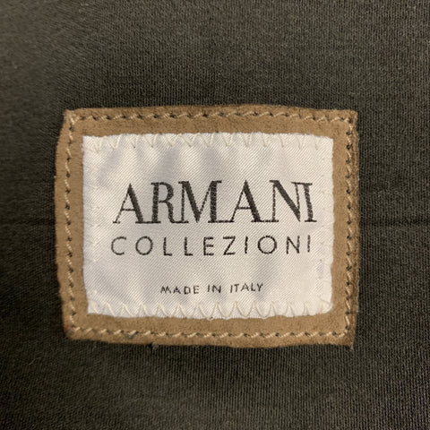 ARMANI COLLEZIONI Taille 42 Veste de moto zippée en daim uni marron