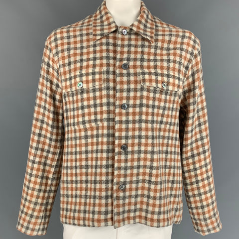 OUR LEGACY Size 42 Beige & Tan Checkered Alpaca / Wool Long Sleeve Shirt