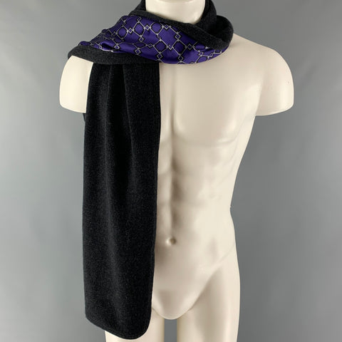 SHANGHAI TANG Grey Purple Cashmere Blend Scarf