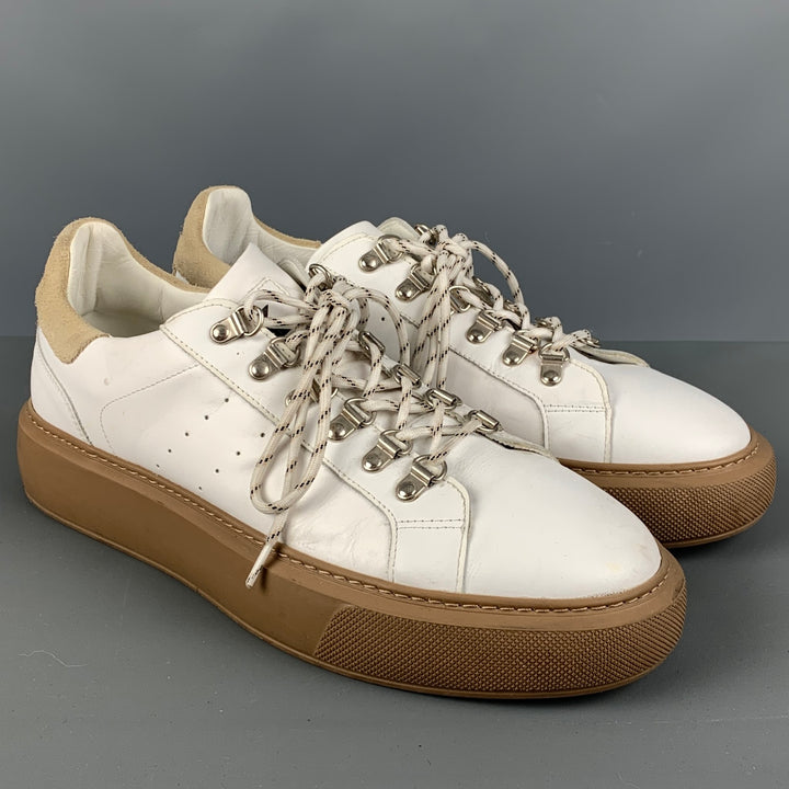 THE KOOPLES Size 11 White Leather Chunky heel Sneakers
