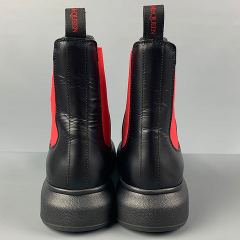 ALEXANDER MCQUEEN Size 10 Black Red Color Block Chelsea Boots