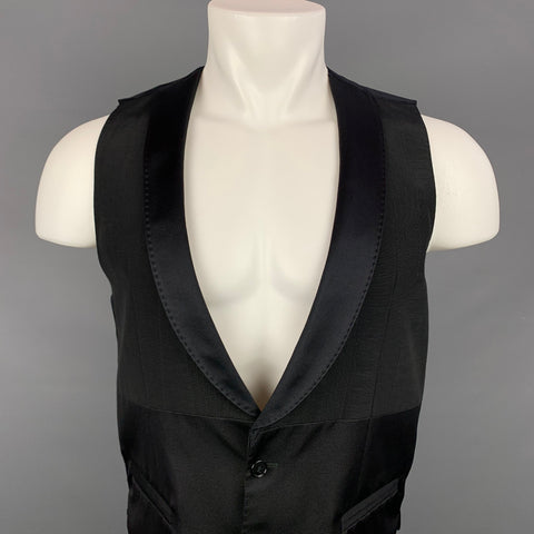 DOLCE &amp; GABBANA Talla 38 Chaleco con cuello chal en mezcla de seda negro