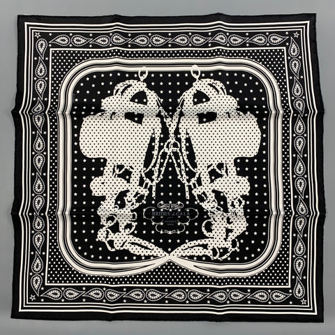 HERMES Brides de Gala Black White Silk Bandana Scarf