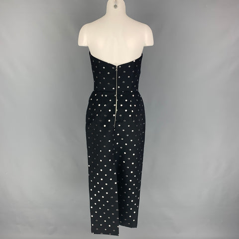 RASARIO Talla 4 Vestido de lunares de algodón y poliéster negro plateado