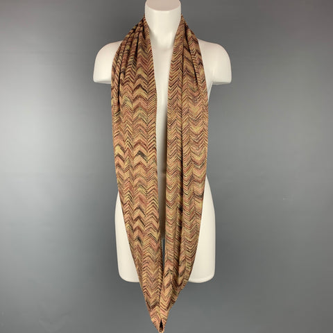 MISSONI Bufanda de punto en mezcla de rayón en zigzag dorado y beige