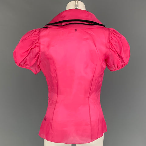 RALPH LAUREN Collection Size 10 Pink Black Silk Dress Top