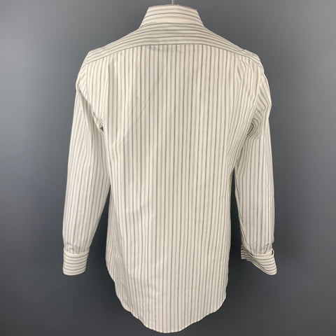 ALEXANDER MCQUEEN Size XL White & Black Vertical Stripe Long Sleeve Shirt