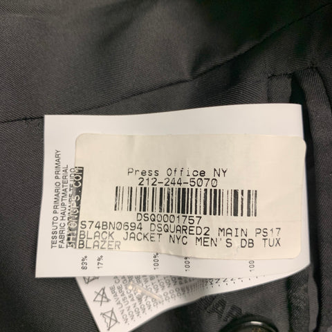 DSQUARED2 Size 38 Black Wool Silk Double Breasted Sport Coat