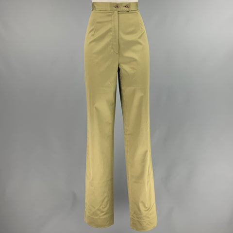 PESERICO Talla 10 Pantalones casuales de talle alto de spandex de algodón verde