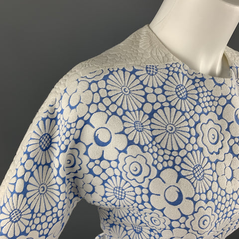 THOM BROWNE Printemps 2013 Taille 2 Robe à fleurs blanche et bleue