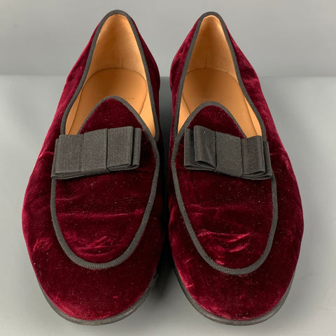 SUPERGLAMOUROUS Size 10 Burgundy Velvet Bow Loafers