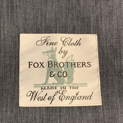 45rpm Size L Navy Plaid FOX BROTHERS Wool Leather Pocket Vest