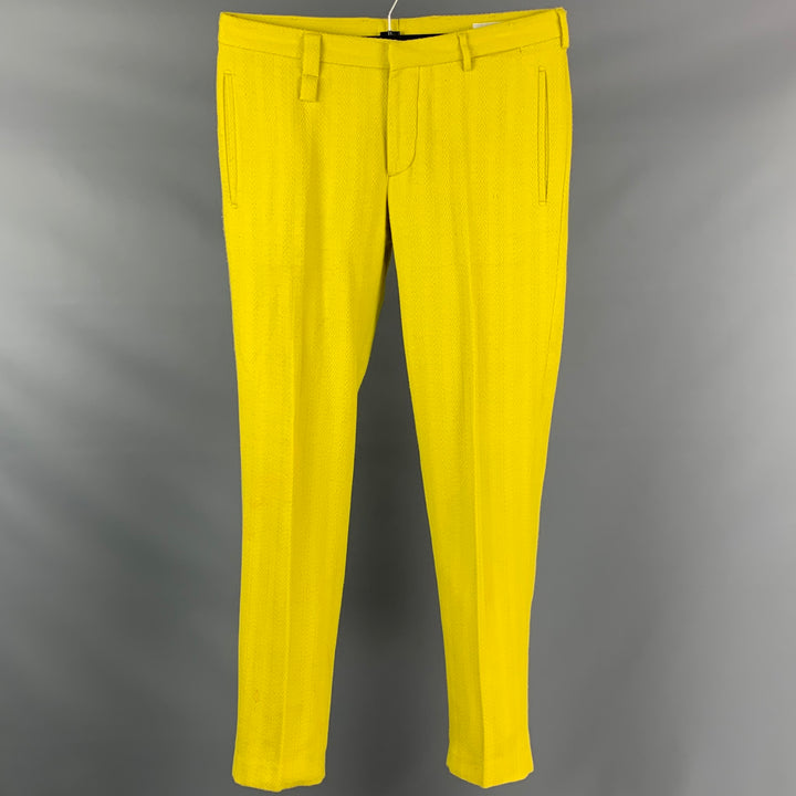 PRADA Talla 32 Pantalones casuales con bragueta de botones amarillo mostaza