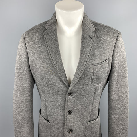 NEIL BARRETT Talla 38 Abrigo deportivo con solapa de muesca de neopreno gris oscuro jaspeado