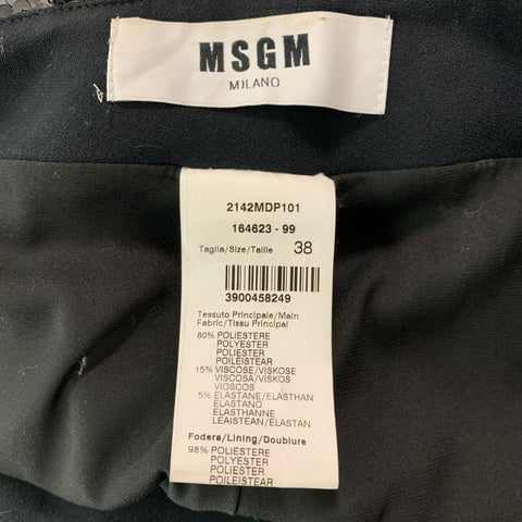 MSGM Size S Black White Polyester Blend Sequined Side Zipper Dress Pants