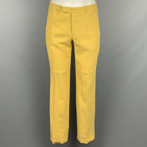 BAND OF OUTSIDErs Size 40 Yellow Linen / Cotton Notch Lapel Suit