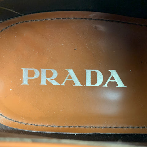 PRADA Size 9 Tan Perforated Leather Platform Lace Up Shoes