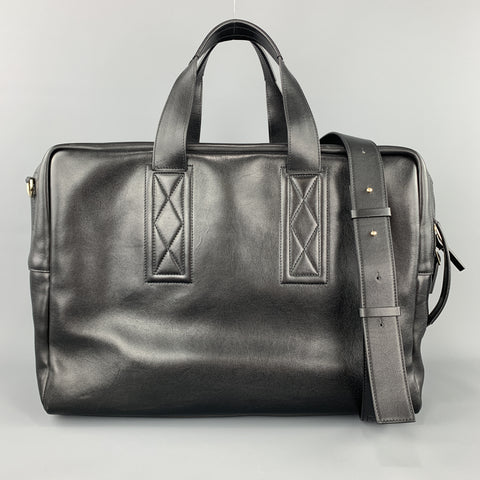 PAUL SMITH Black Leather Triple Handle Weekender Bag