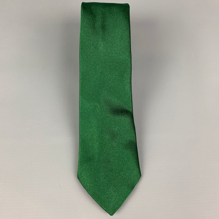 DRIES VAN NOTEN Dark Green Beige Color Block Silk Tie