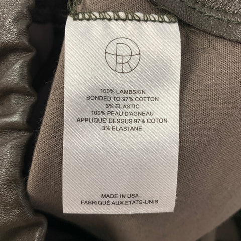 THE ROW Size XS Green Olive Lamb Skin Elastic Waistband Leggings