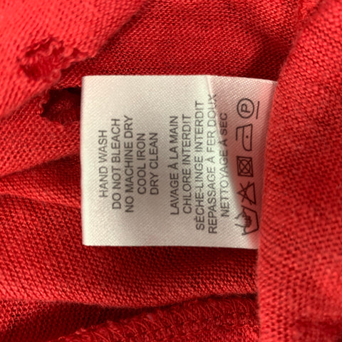 IRO Size S Red Distressed Linen Crew-Neck T-shirt